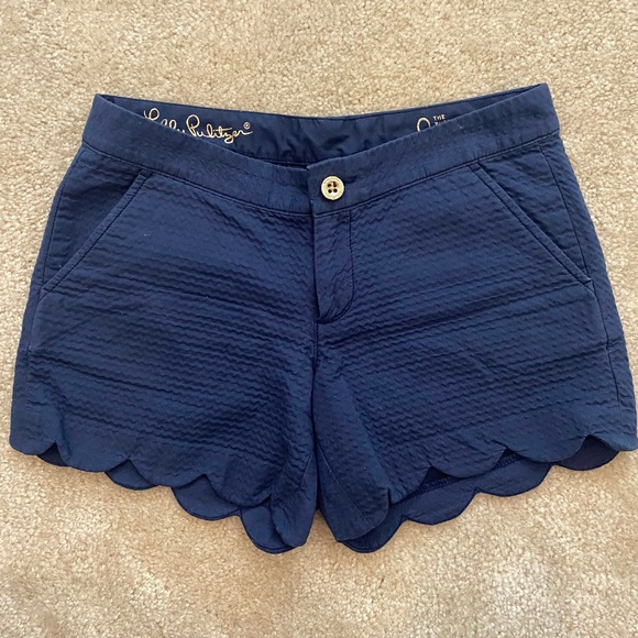 Lilly Pulitzer Buttercup Stretch Shorts in Navy - Size 0 - Picture 1 of 4